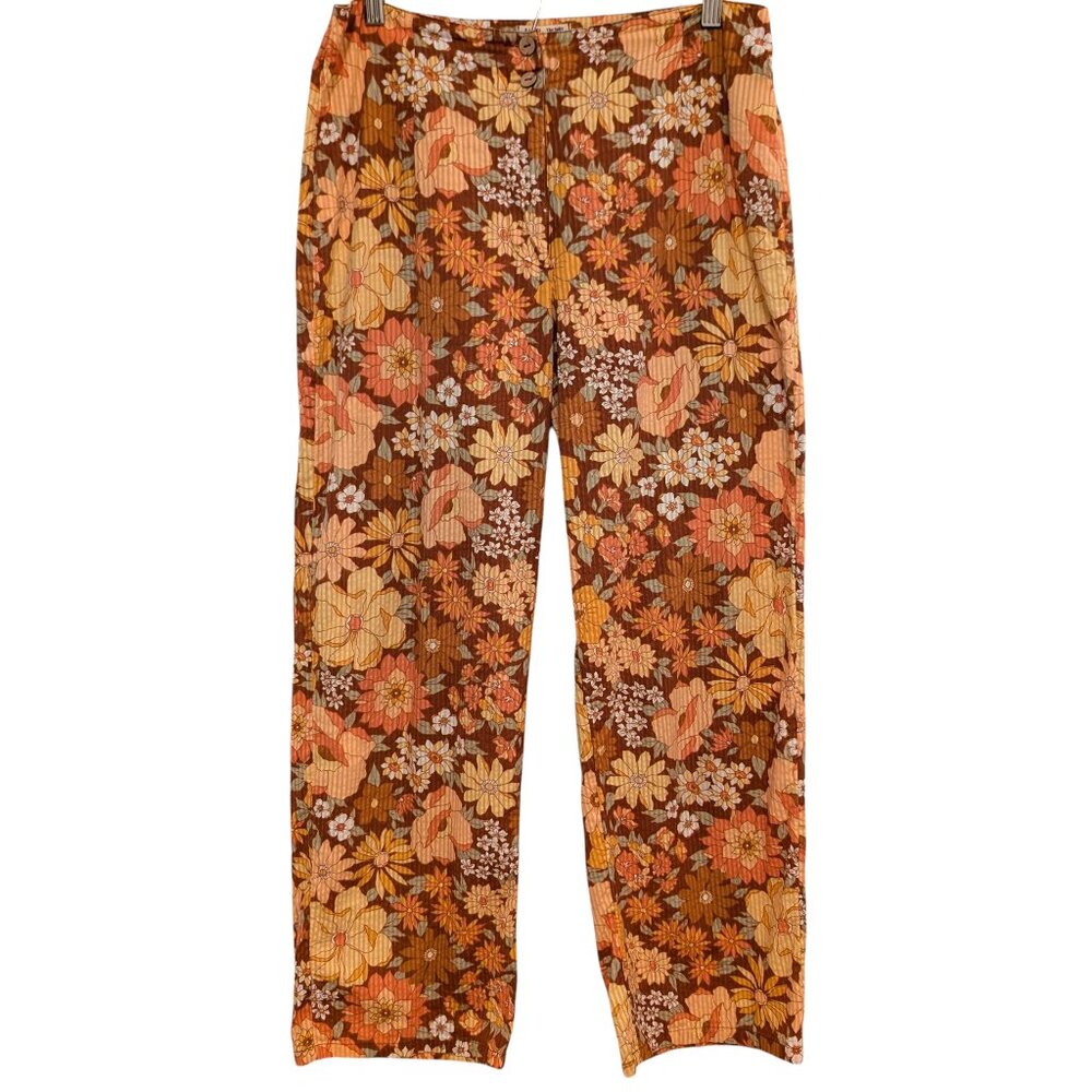 Billabong x The Salty Blonde Womens Sz 30 Brown Orange Floral Break Point Pants